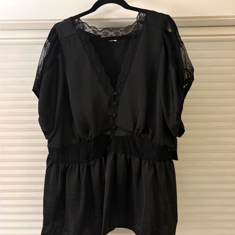 Torrid Black Lace Trim Top